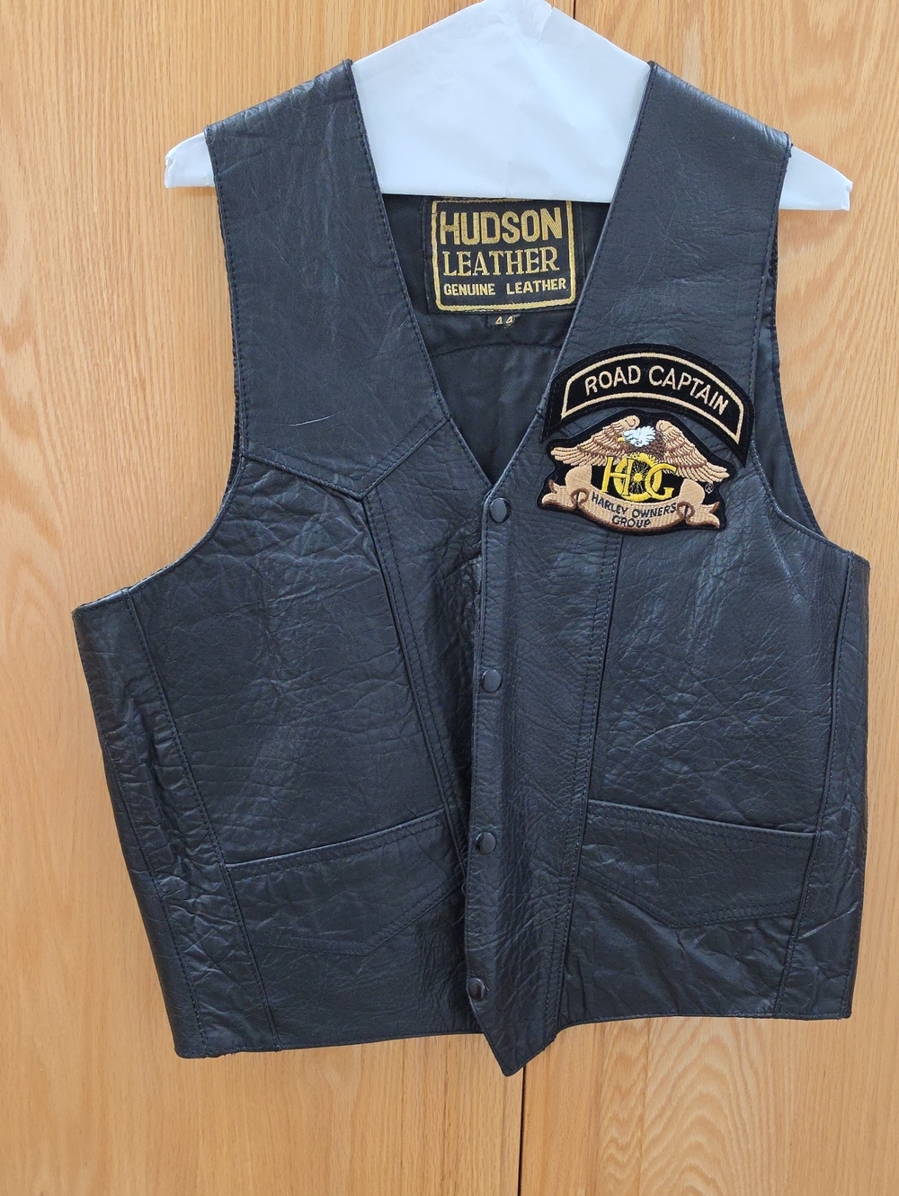 Hudson Leather Men’s Black Road Captain Leather Vest